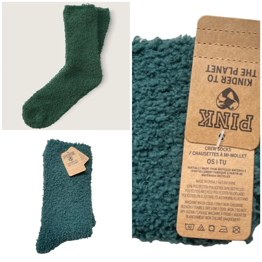 Victoria's Secret PINK FUZZY MID-CALF SOCK MARSHMALLOW KNIT Sherpa SOCKS Choose - Picture 2 of 4